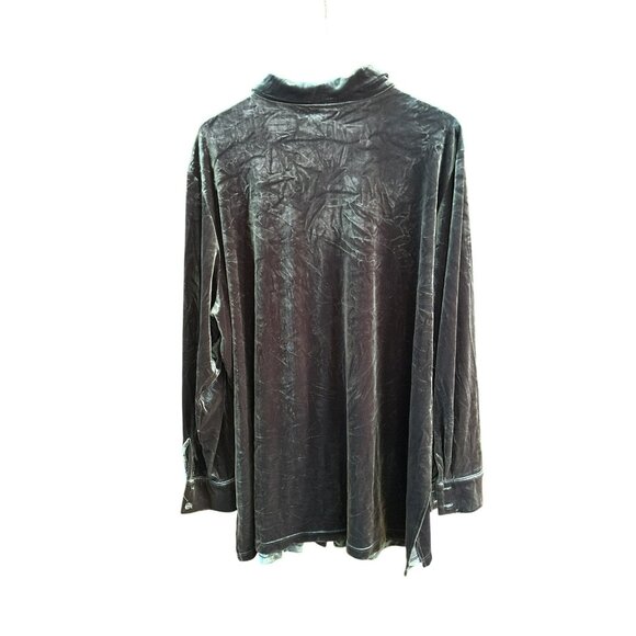 Vintage Working Classics Designs Co Black Velvet Button-Up Shirt 26/28 Oversized - Picture 4 of 6